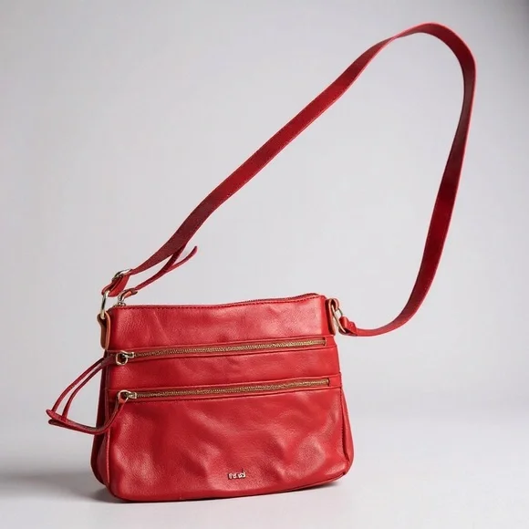 ❤️ The Sak Red Leather Crossbody Bag with Zip Pockets 🎒 - Picture 1 of 5